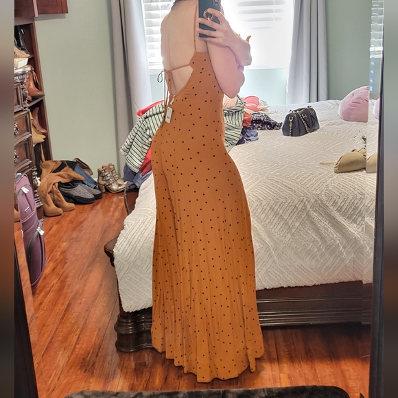 Free People Jamboree Jumpsuit Rust Combo Polka Dot Strappy Wide Leg xsmall - Picture 11 of 16